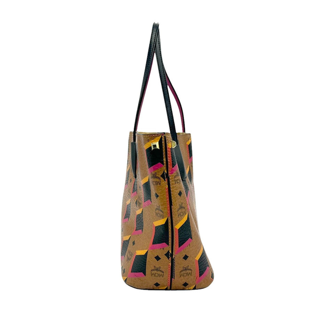 Mcm brown black leather pink handbag